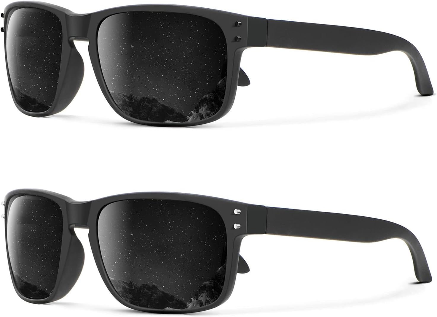 

Поляризованные солнцезащитные очки KALIYADI для мужчин и женщин в винтажном стиле, подходят для рыбалки, бега, вождения и защиты от УФ-излучения, (2 Pack) Grey & Silver Rivet/Grey & Black Rivet