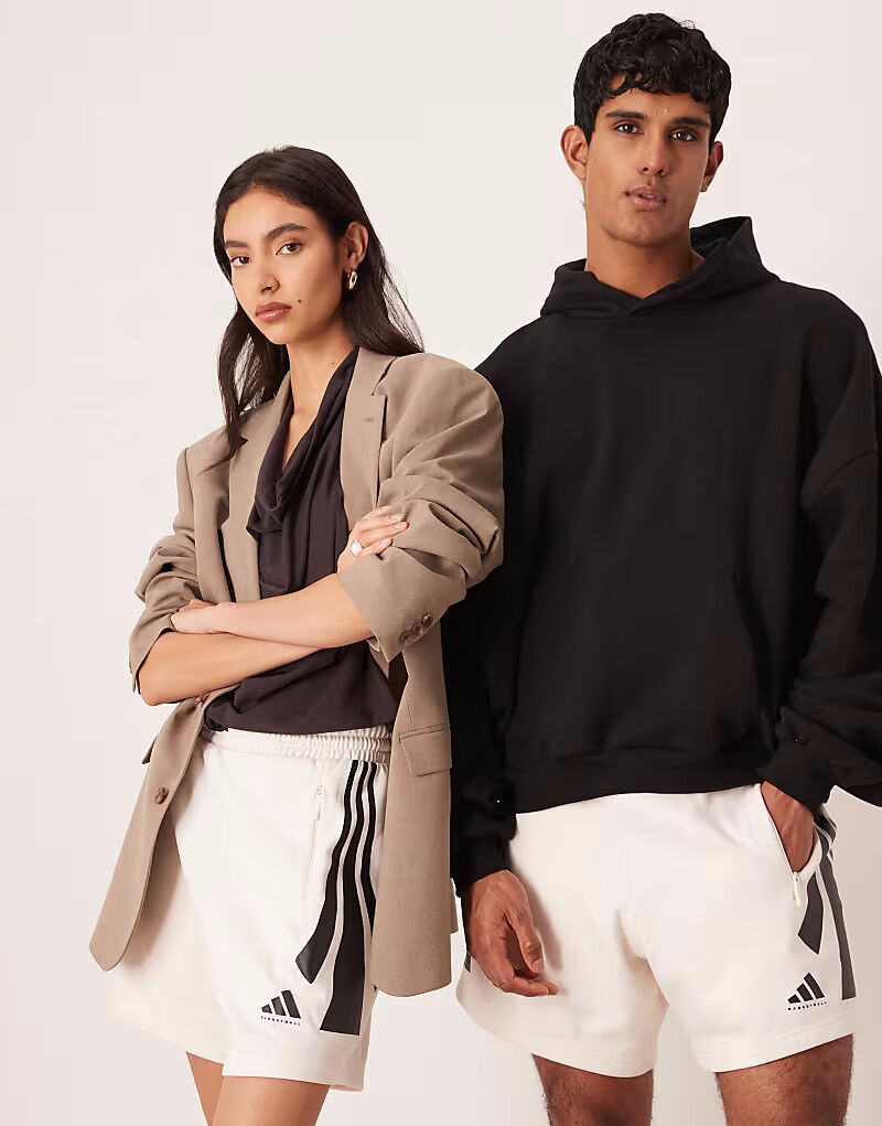 Шорты Adidas Basketball Three Stripe белого и черного цветов Adidas Originals — фото 3