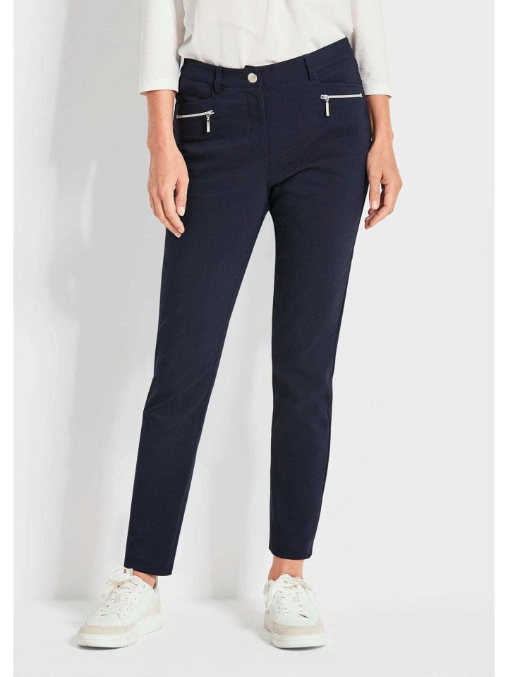 

GOLDNER Короткий размер: длинные брюки-бандо BELLA темно-синего цвета