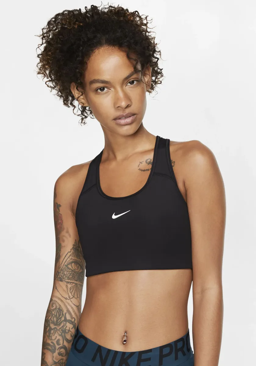 

Спортивное бюстгальтер Nike "Dri-FIT Swoosh Women's Medium-Support 1-Piece Pad Sports Bra", черный