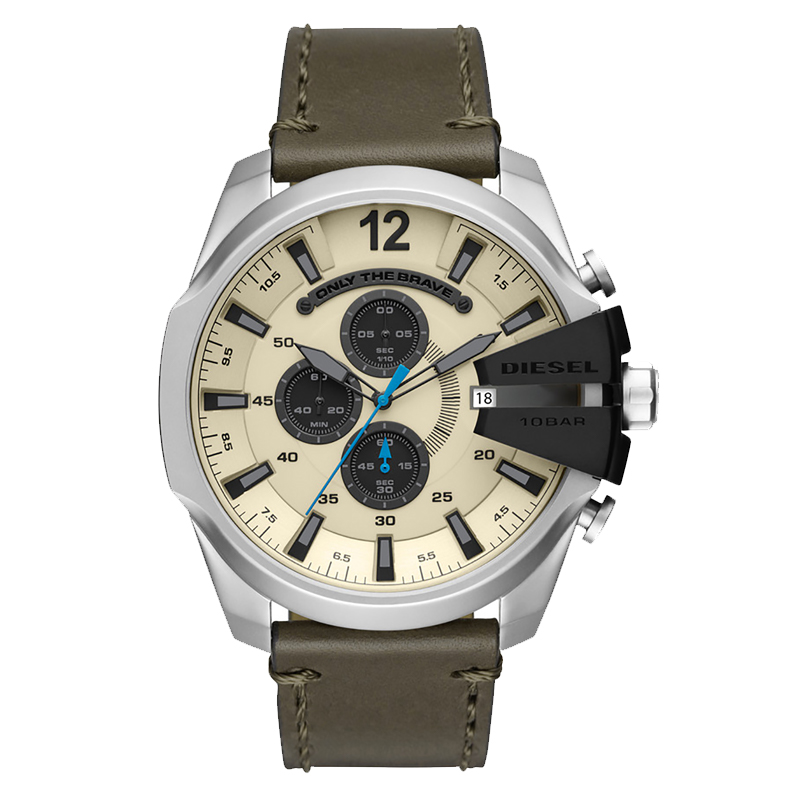 

DIESEL Мужские часы кварцевый механизм кожаный ремень 51 мм белый циферблат