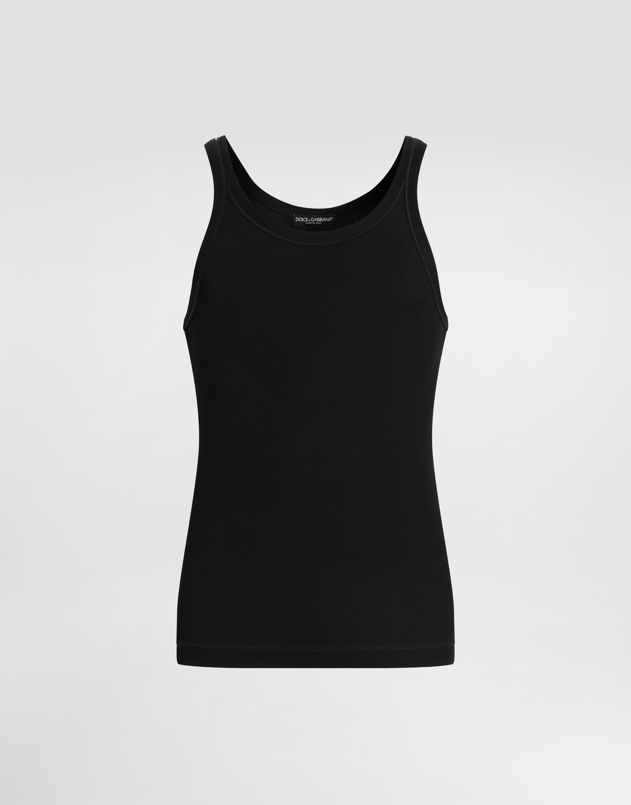 

Майка облегающего кроя из мелкой ребристой ткани с биркой Dolce & Gabbana, черный