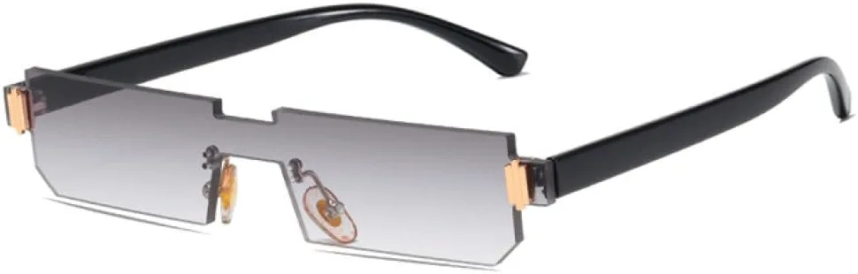 

Женские солнцезащитные очки в стиле ретро-винтаж, 1 шт., без оправы, мужские, прозрачные, розовые, с защитой от УФ-излучения UV400 LANGSER, Black Gradual Grey