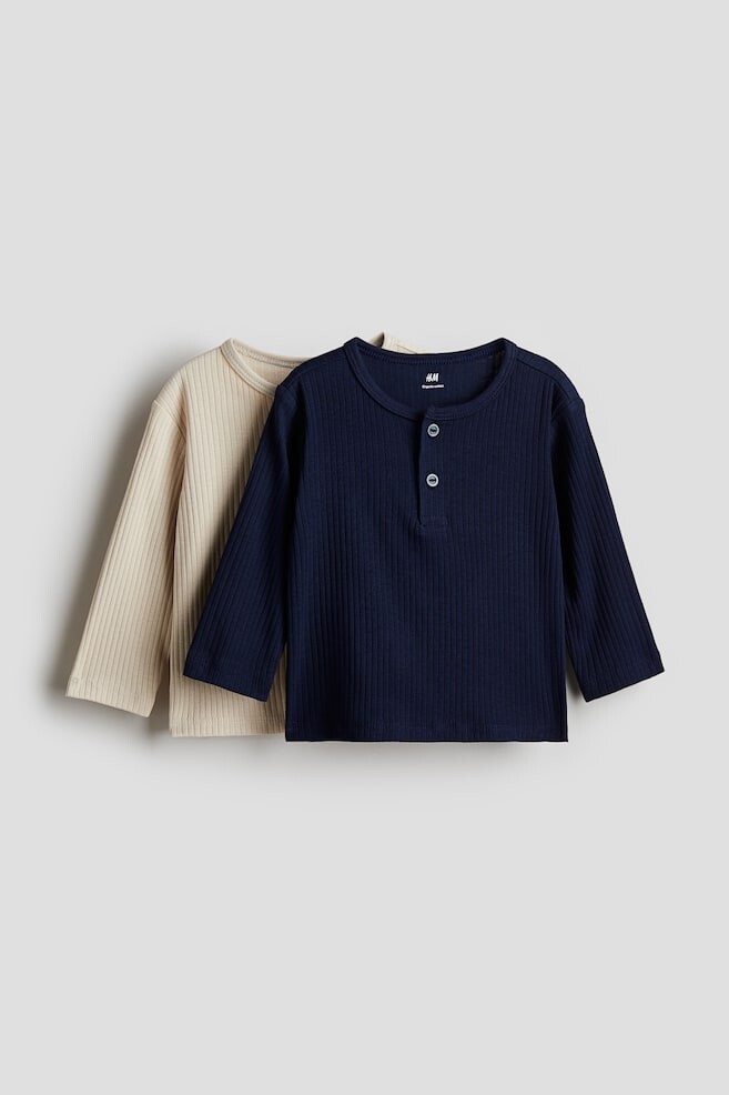 

2 пары рубашек из джерси в рубчик H&M, синий