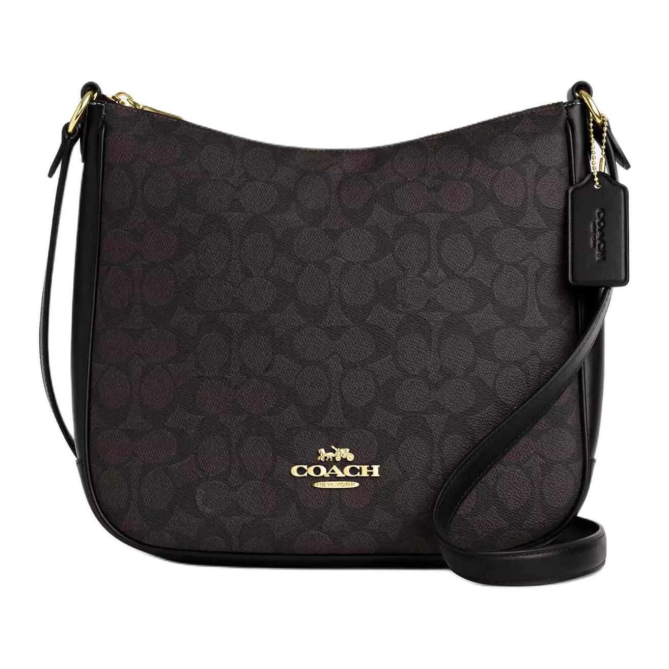 

COACH Элли Котед Канвас Кроссбоди Сумка через плечо женская черная и красная