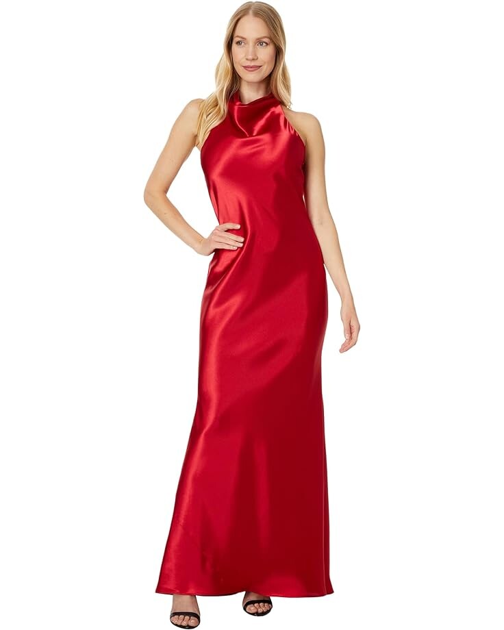 

Платье Betsy & Adam Long Charmous Halter Tie Neck, красный