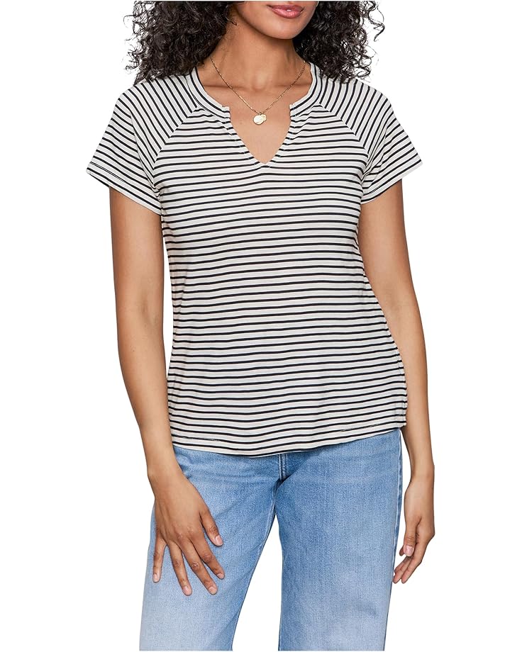 

Футболка Sanctuary Notch Neck Tee, цвет Light Oat/Black Stripe 2