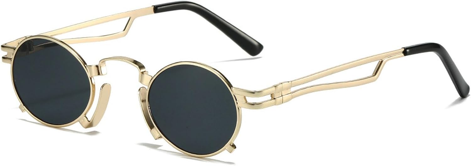 

Ретро маленькие овальные солнцезащитные очки для женщин, модные, с уникальной металлической оправой, круглые, с защитой от УФ-излучения UV400, для мужчин, в стиле панк, красные и желтые mincl, C12