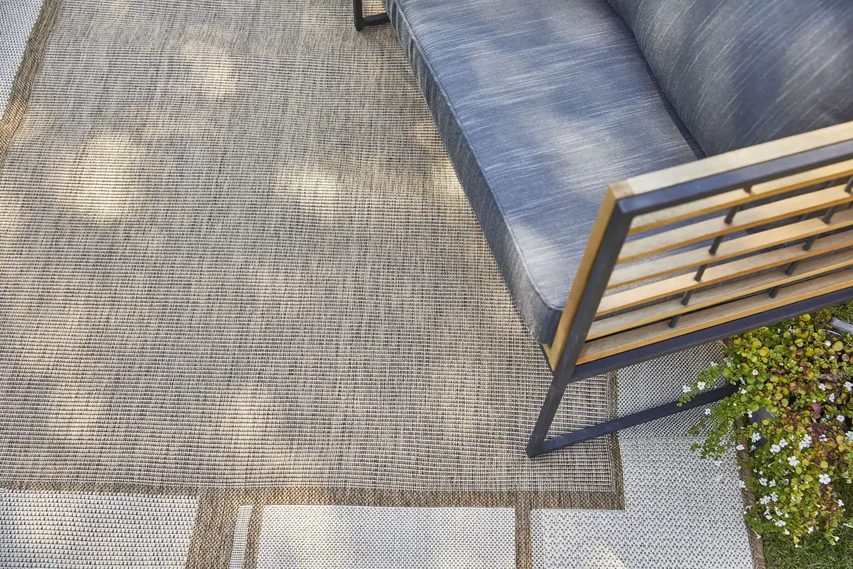 

Ковер Andiamo "New Orleans 2", прямоугольный, плоского плетения, с бордюром, подходит для внутреннего и наружного использования, гостиная 120х170 см, серо-коричневый