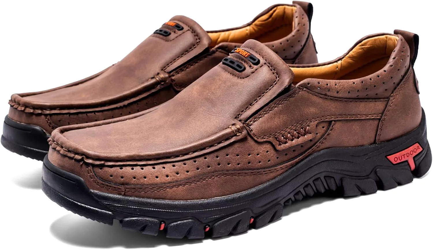 

FLYLAND Basic 1.0 Мужские модные лоферы Винтажные классические кожаные ботинки на голенище Ручной работы Чакка Ботинки Ежедневная повседневная обувь для работы в офисе Обувь для вождения, коричневый