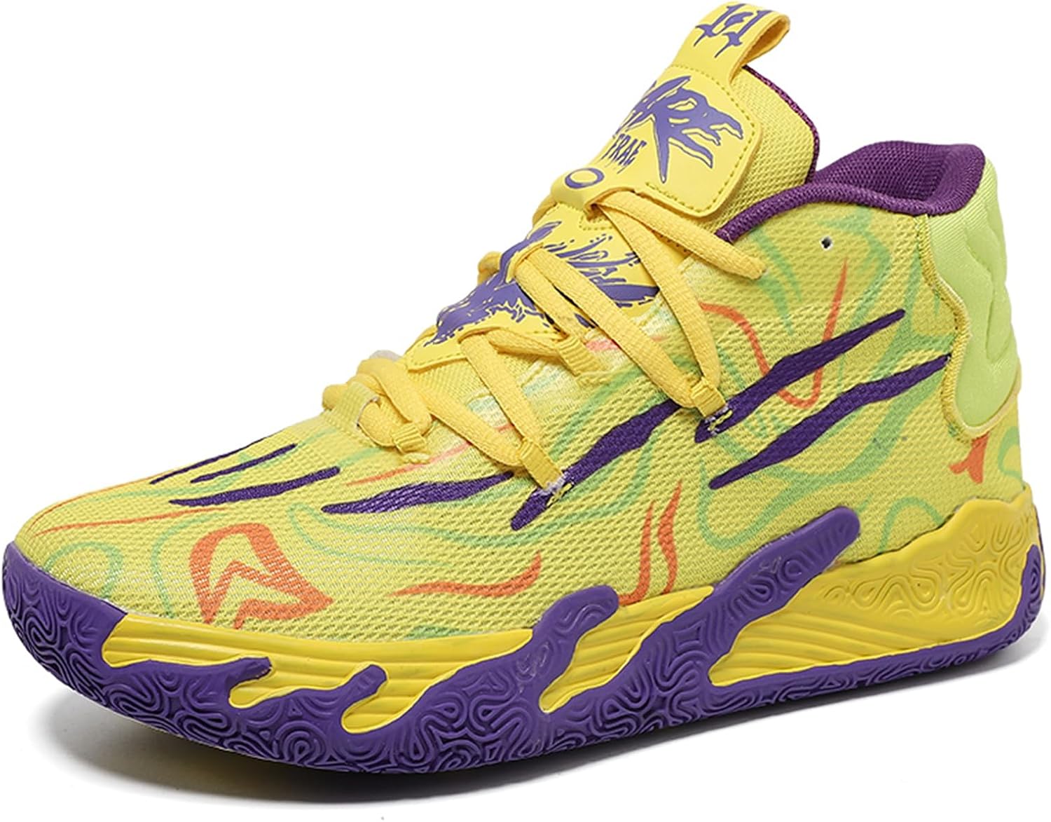 

Мужские высокие кроссовки для баскетбола на шнуровке, легкие, нескользящие, для повседневной носки, тенниса, прогулок и волейбола Crazyours, желтый