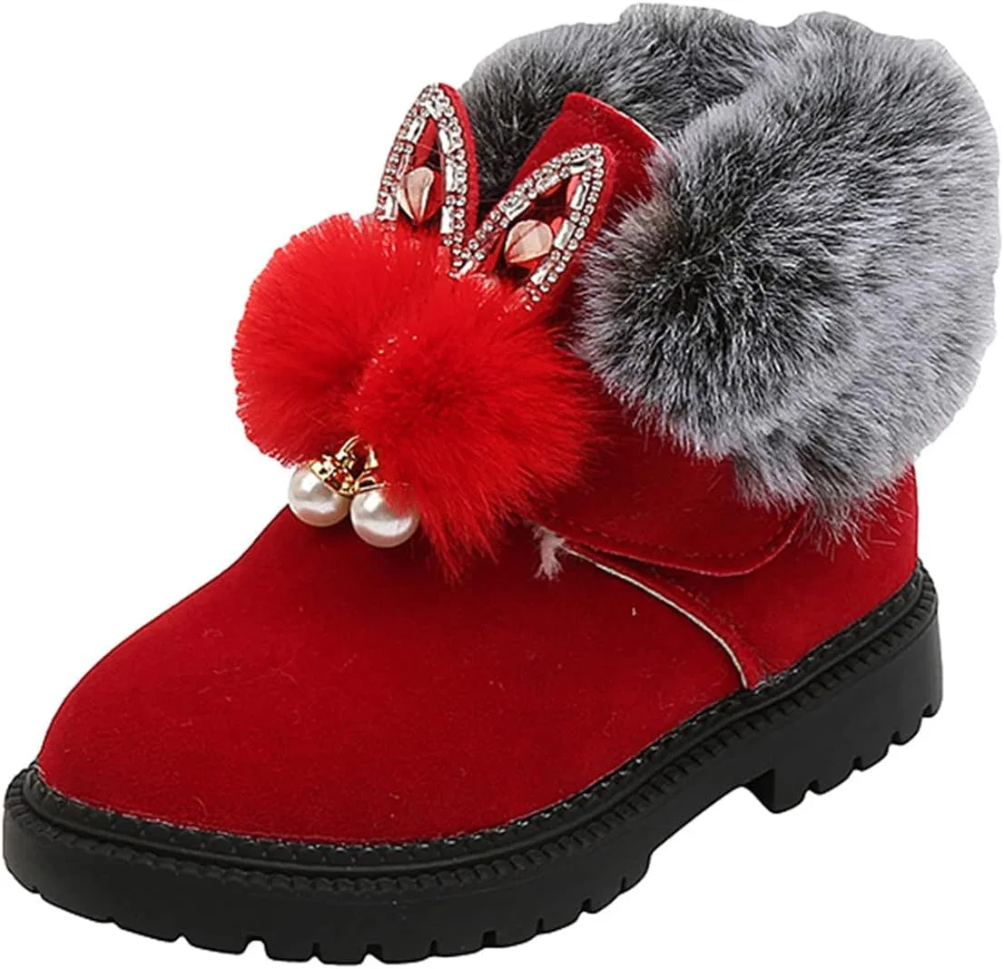Детские зимние сапоги для девочек с принтом Princess Shoes, Red