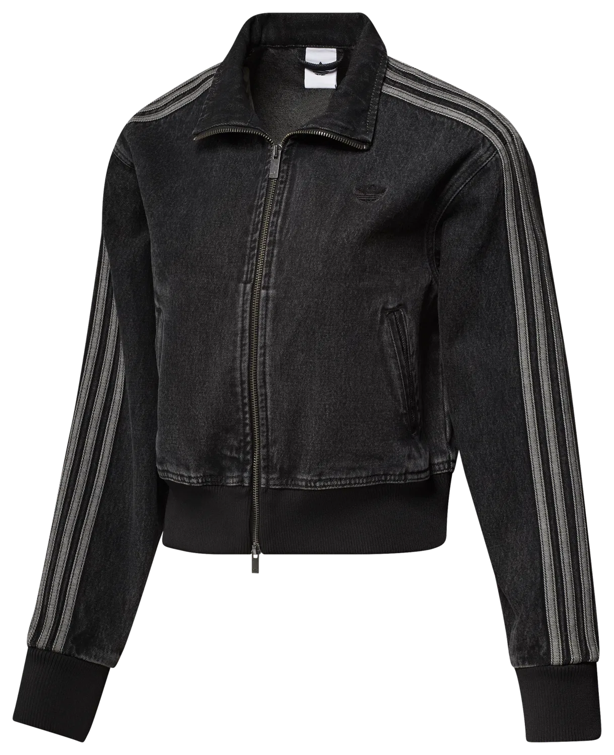 Женская куртка из денима с высоким воротником FB Track Top Denim adidas, True Black Denim — фото 3