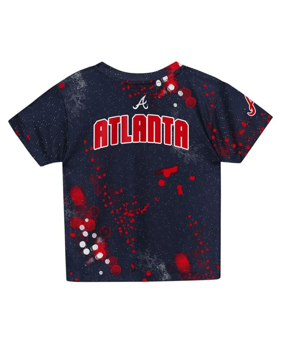 Детский комплект из футболки и шорт с принтом Atlanta Braves Pinch Hitter Infielder Outerstuff, Navy — фото 3