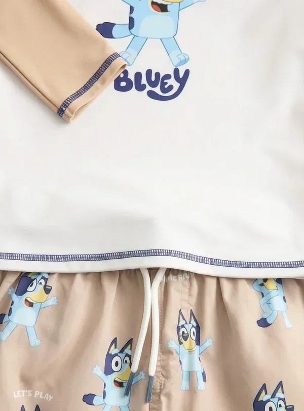 Комплект из футболки и шорт с принтом Bluey, Marks & Spencer, Brown Mix, коричневый — фото 3