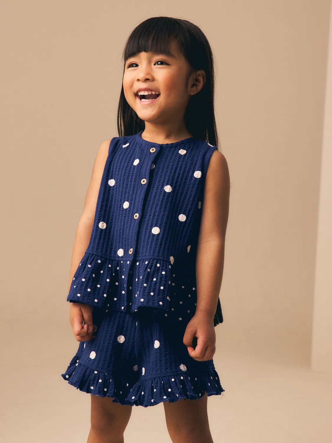 Комплект из топа и шорт Peplum Vest and Shorts Set Next, Navy Spot