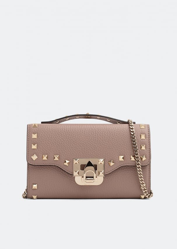 

Кошелек VALENTINO GARAVANI Rockstud chain wallet, бежевый