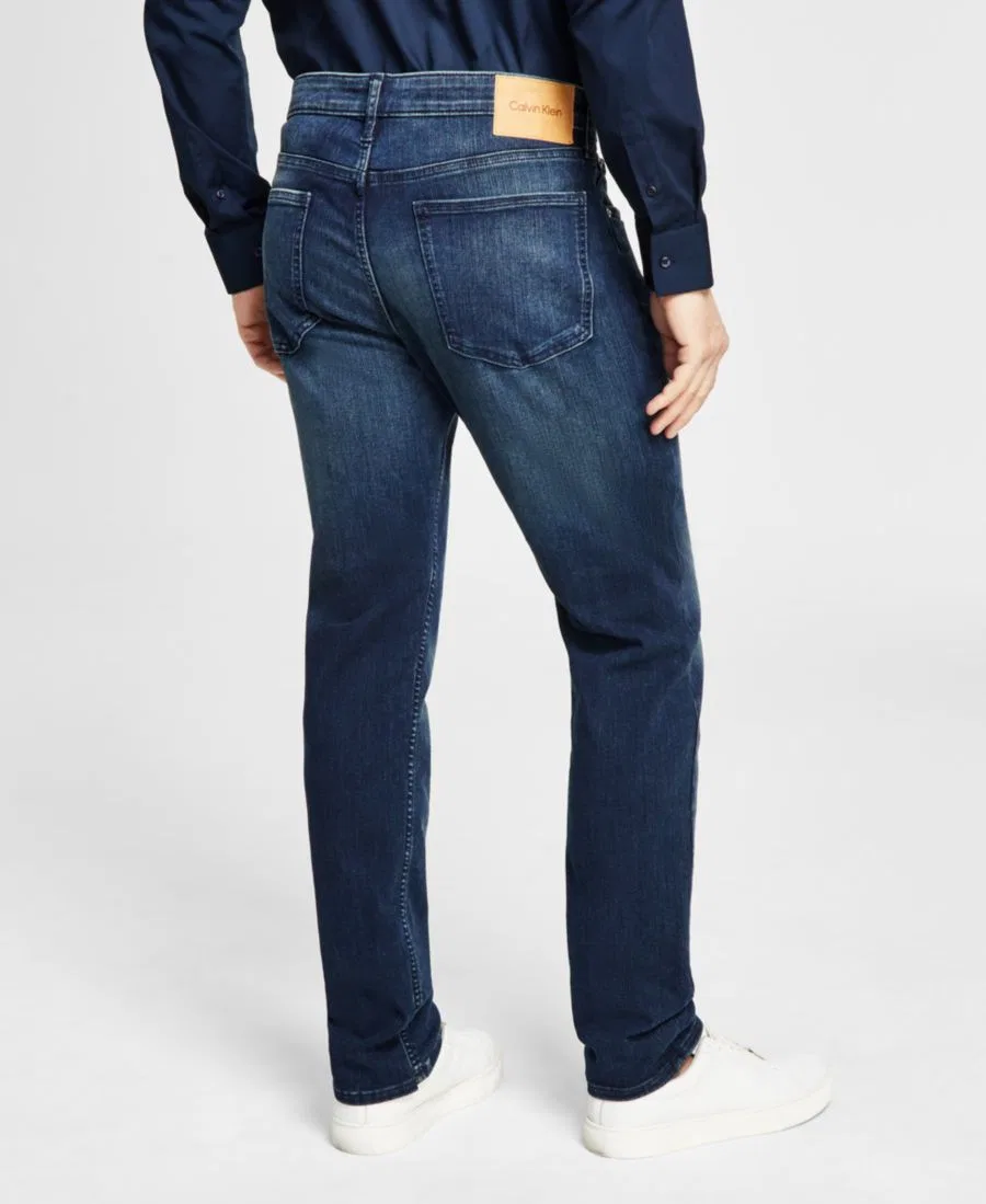 Джинсовая куртка-тракер, лонгслив с логотипом и джинсы в комплекте Calvin Klein, Boston Blue — фото 4
