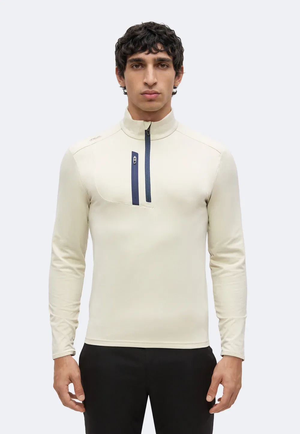 Футболка с застежкой-молнией до середины груди и длинными рукавами Polo Ralph Lauren, Basic Sand