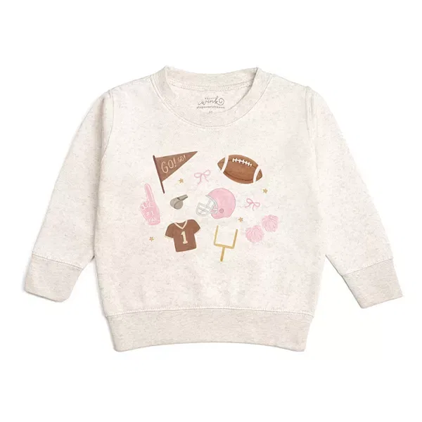 Детская толстовка для девочек с принтом Game Day Icon Sweet Wink, Natural Heather
