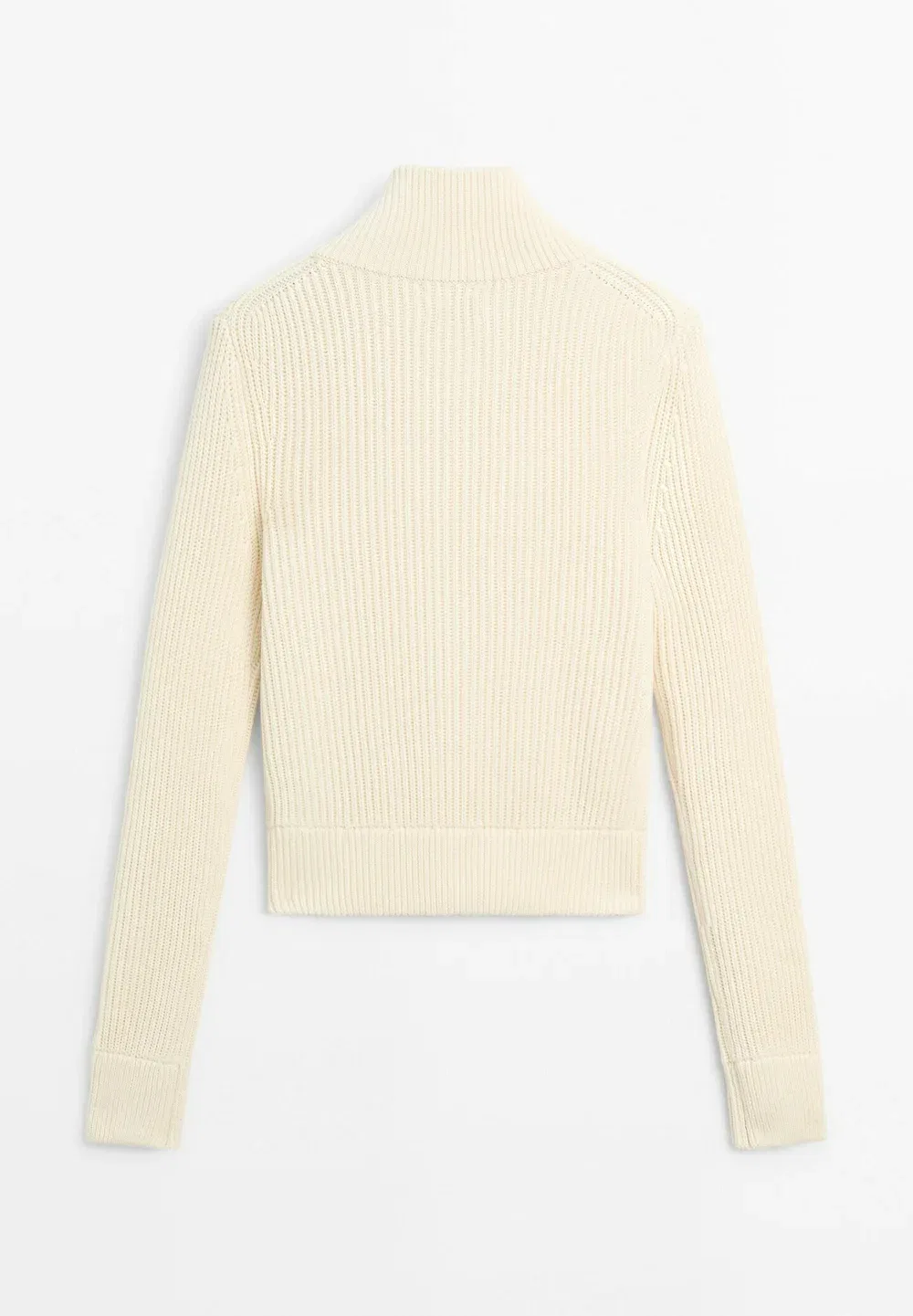 Кардиган из 100% хлопка, изнаночной вязки Massimo Dutti, White — фото 4