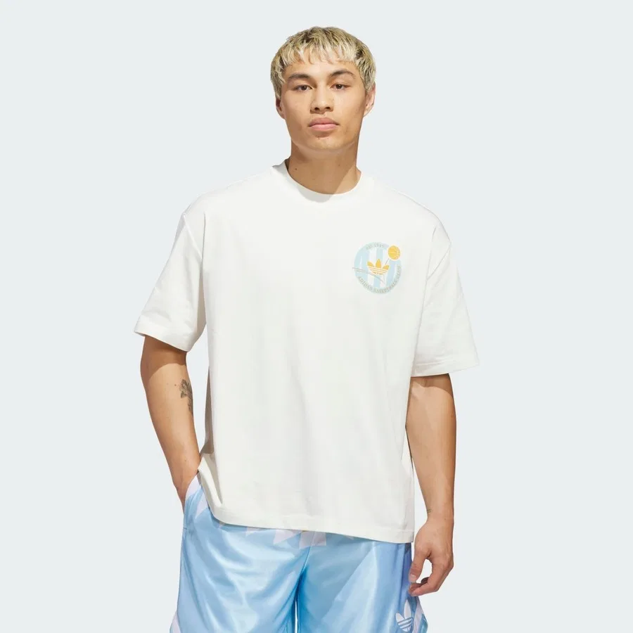Футболка с принтом Originals Basketball Crest Tee adidas, Бело-синий