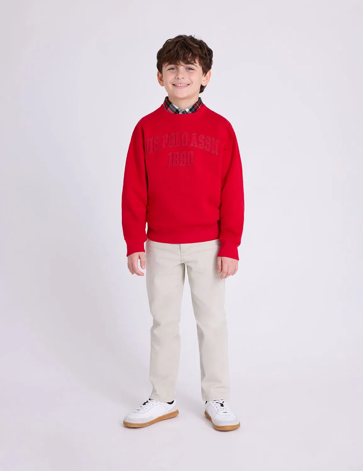 Детский флисовый пуловер с аппликацией в виде логотипа U.S. Polo Assn, Engine Red — фото 3