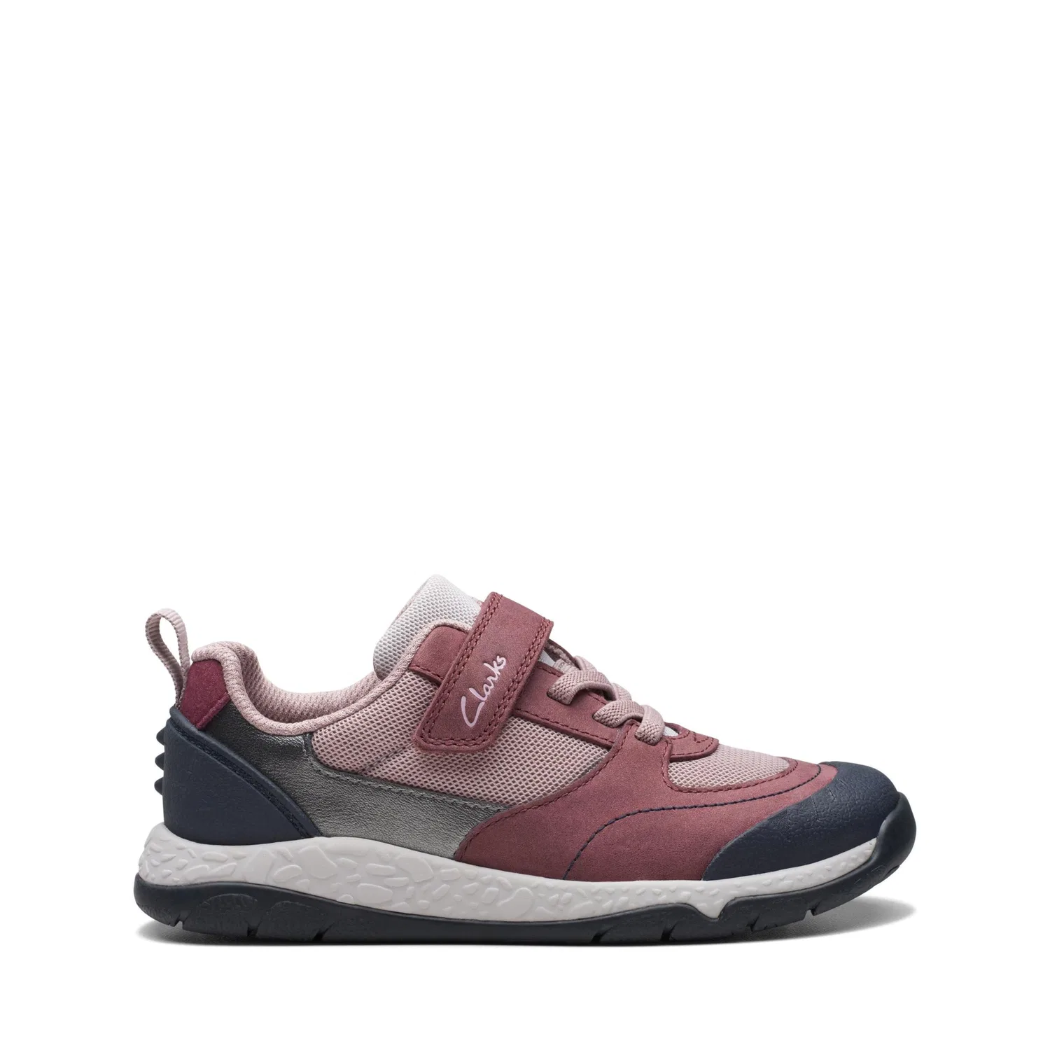 Кроссовки Clarks Steggystridek для девочек, кожаные, цвет Berry Leather — фото 2