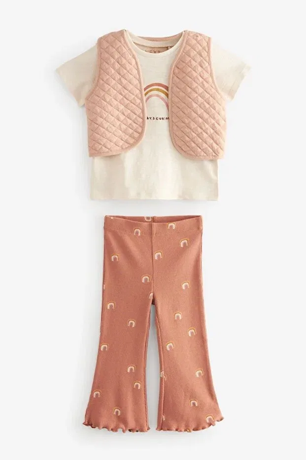 Детский комплект с принтом Running Rose Buttoned Vest and Leggings Set Next Baby, Pink