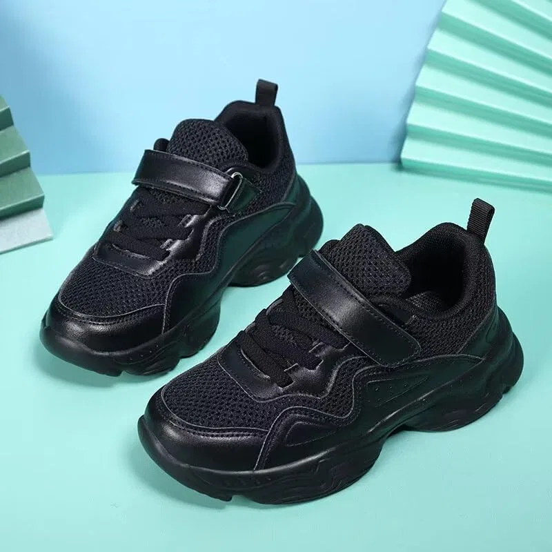 Детские кроссовки из экокожи с принтом для мальчиков и девочек Zonkacen, Mesh Black — фото 4