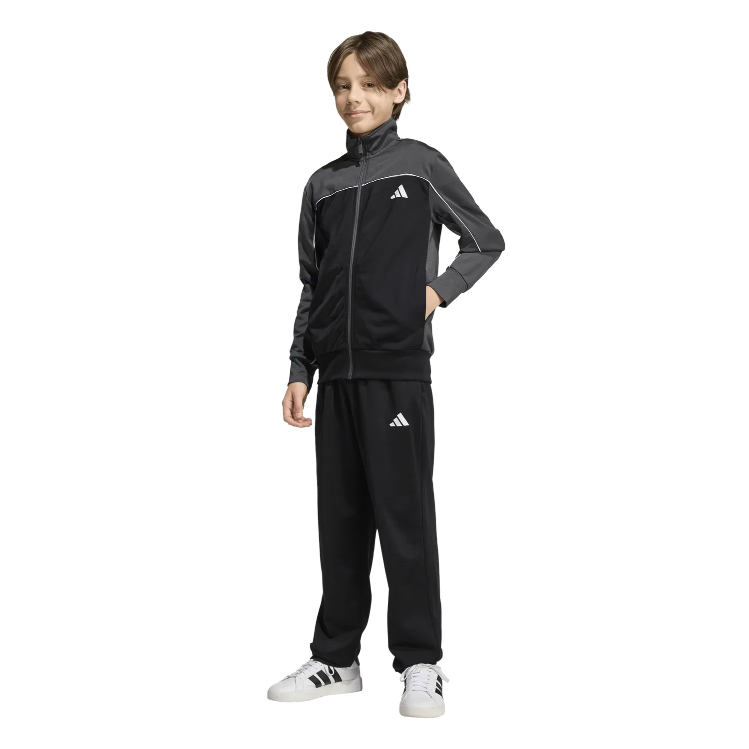 Детский спортивный костюм с молнией Adidas, черный — фото 4