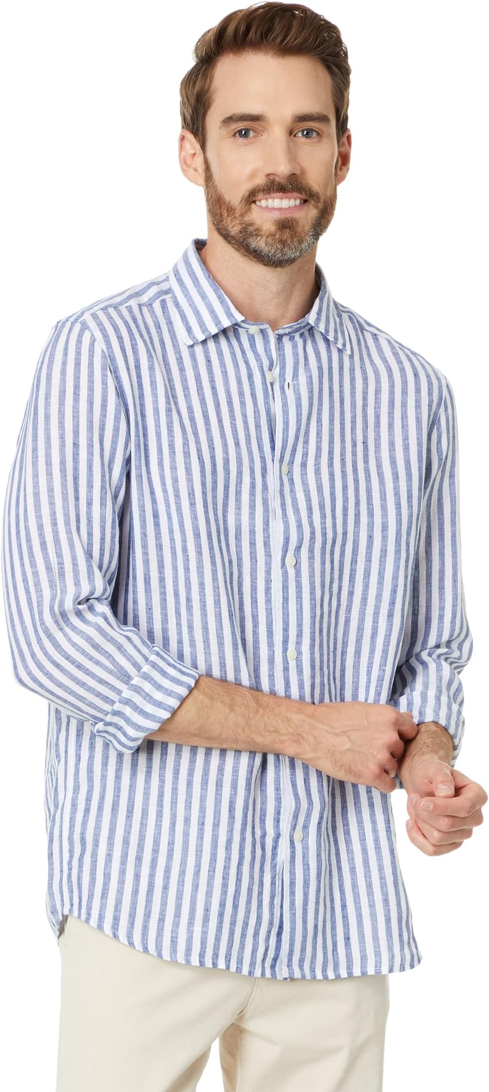 

Рубашка Vineyard Vines Stripe Linen Tisbury Shirt, цвет Stripe Blue Bay 37
