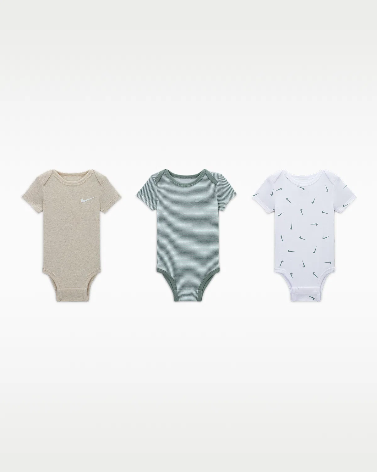 Боди (3 шт.) Nike Baby Essentials для малышей (0-9M), Multi-Color/Mica Green