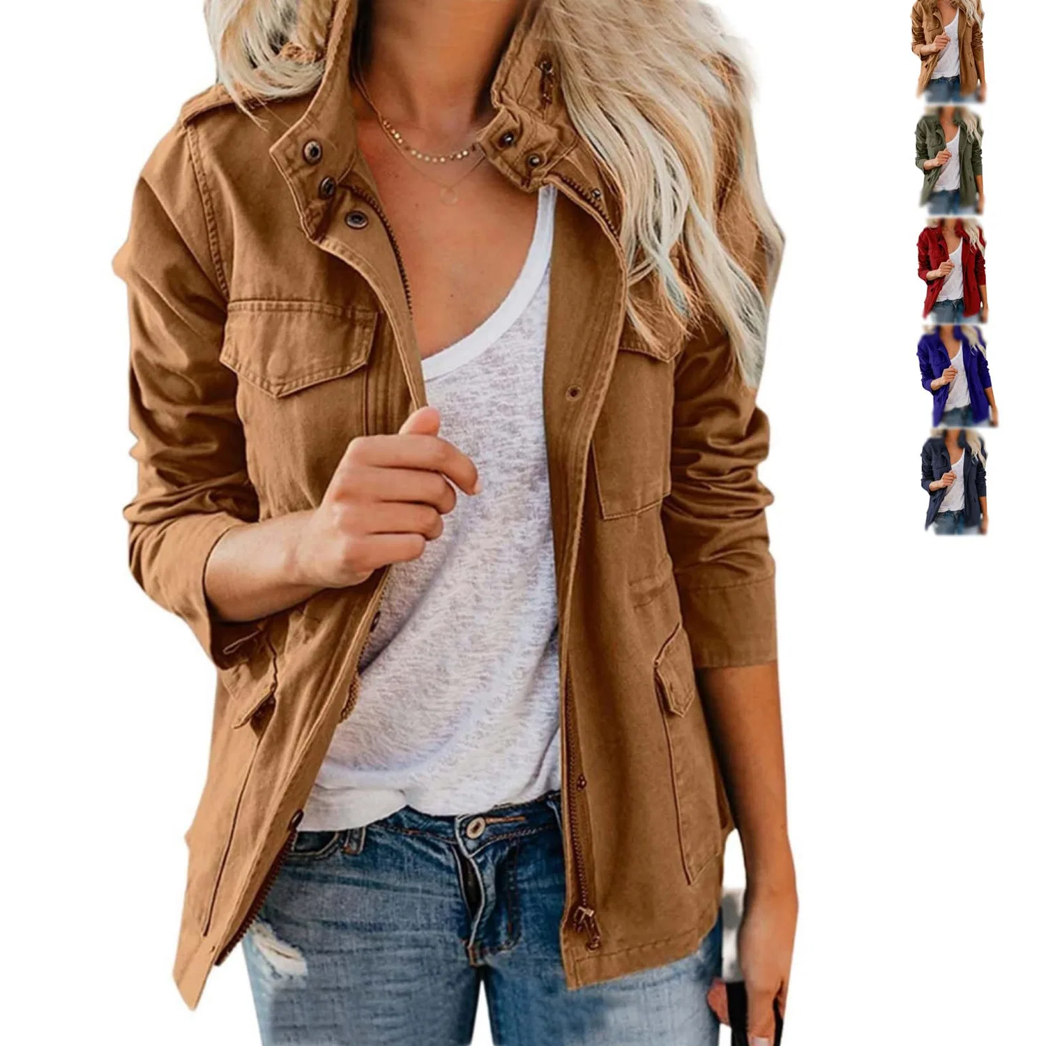 Женская куртка с множеством карманов Military Jacket, brown