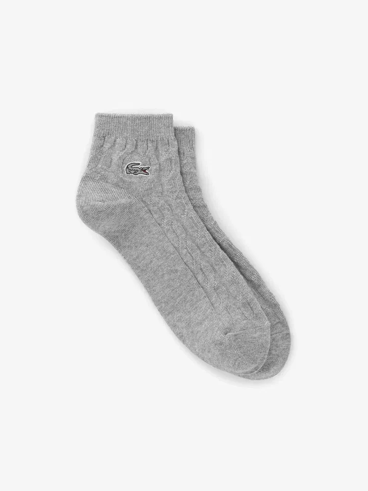 Носки женские LACOSTE Cable Ankle Socks, слоновая кость — фото 4