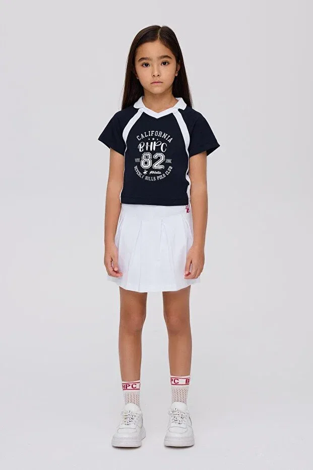 Детская футболка для девочек с принтом Beverly Hills Polo Club, Navy Blue — фото 2
