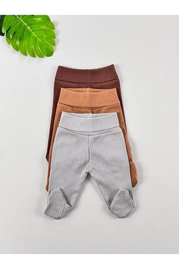 Детские брюки для девочек полосатые 3-Piece 100% cotton reported unisex basic baby booties Efu Baby, Multicolor - 1