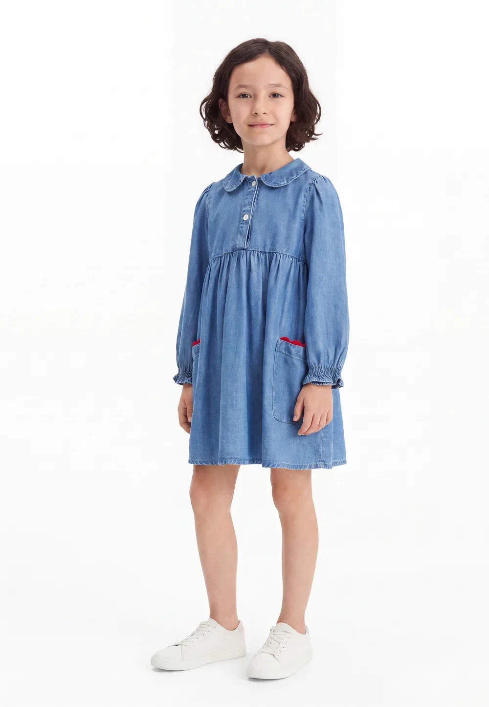 Платье из джинсовой ткани с закругленным воротником Tommy Hilfiger, Light-Blue Denim