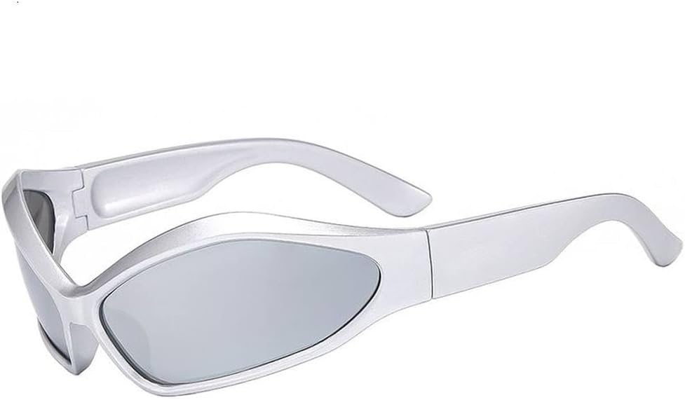 

Спортивные солнцезащитные очки в стиле стимпанк для женщин, ретро-очки овальной формы с изображением фенека для мужчин, модные солнцезащитные очки в стиле панк неправильной формы HYYZZC, C5 Silver