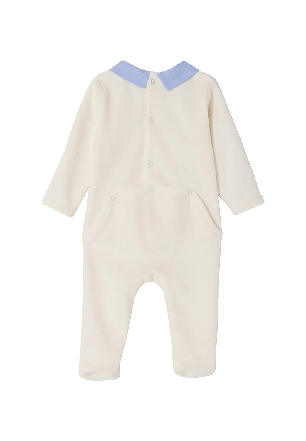 2Er-Pack baby samt-schlafanzüge mit fuss унисекс - костюм для сна Envie De Fraise, Wollweiß — фото 4