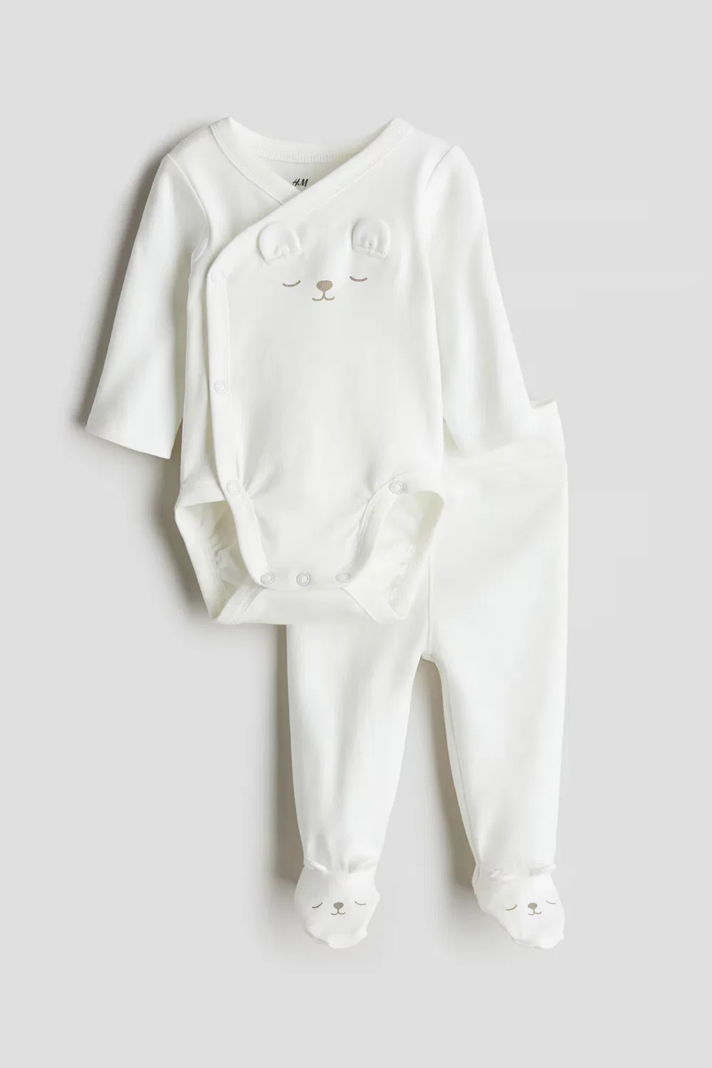 Хлопковый комплект из 2 предметов H&M, Weiß/Teddybär