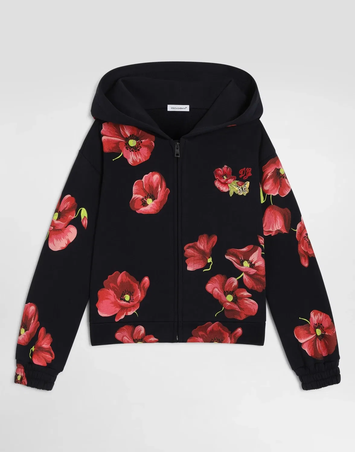 Хлопковая толстовка с маками Dolce&Gabbana, черный