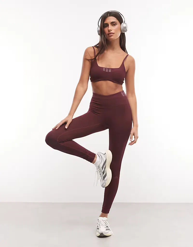 Леггинсы Adidas Training all me в рубчик, бордовый