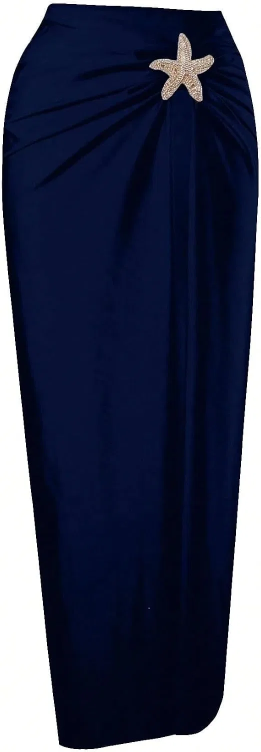 Женский цельнокроеный купальник с драпировкой на груди, Navy Blue — фото 4