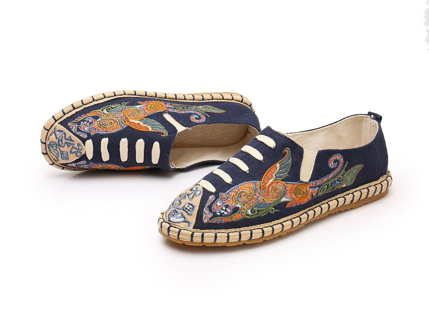 Детские туфли с вышивкой тайцзи GHAKKE, Navy Blue