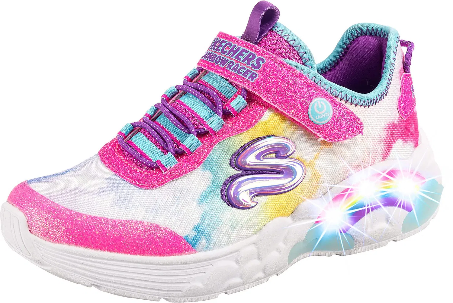 Детские кроссовки для девочек Skechers Sweetheart Lights-Shimmer S, Multi Mesh Pink Trim