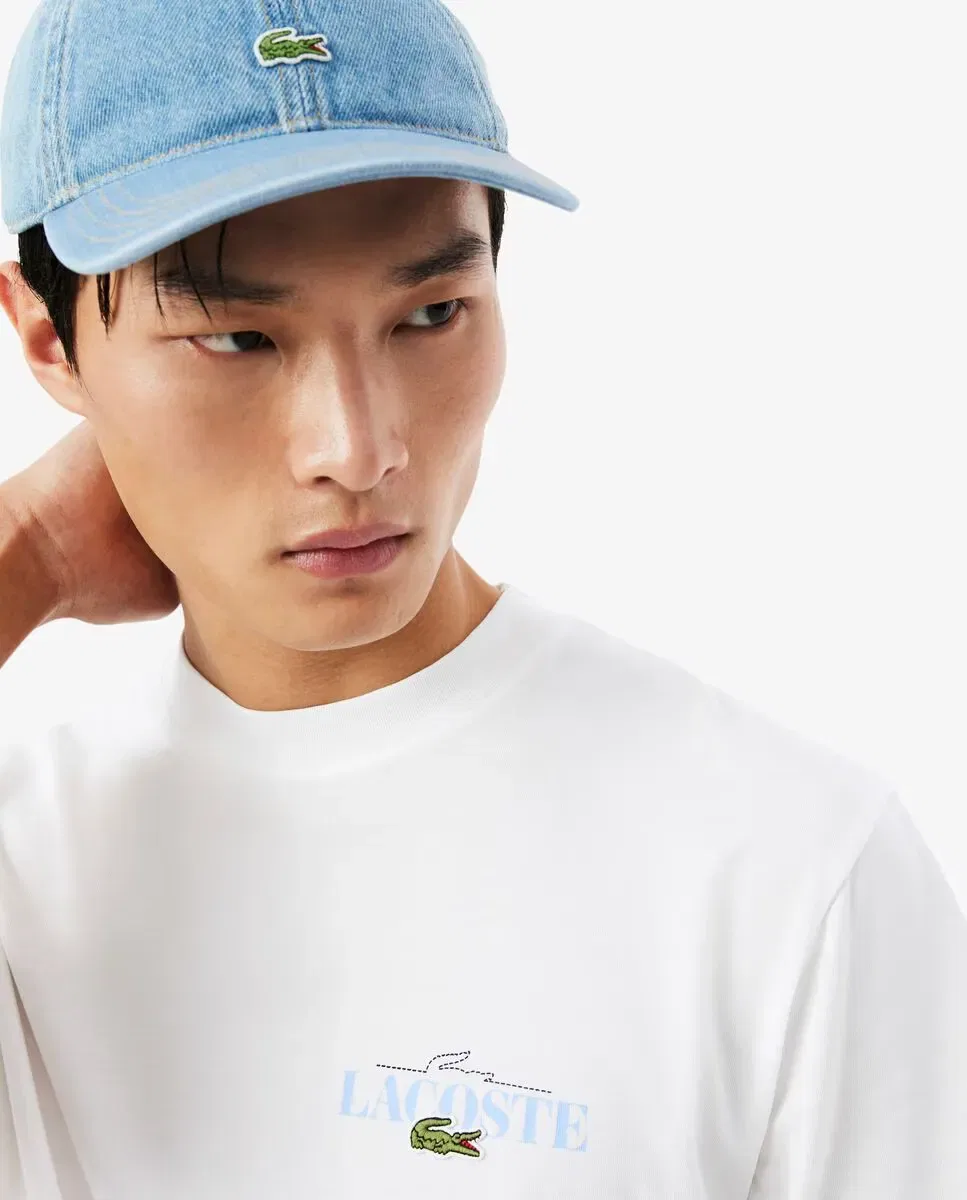 Футболка мужская Lacoste хлопок с коротким рукавом, классическая, Blanco — фото 3