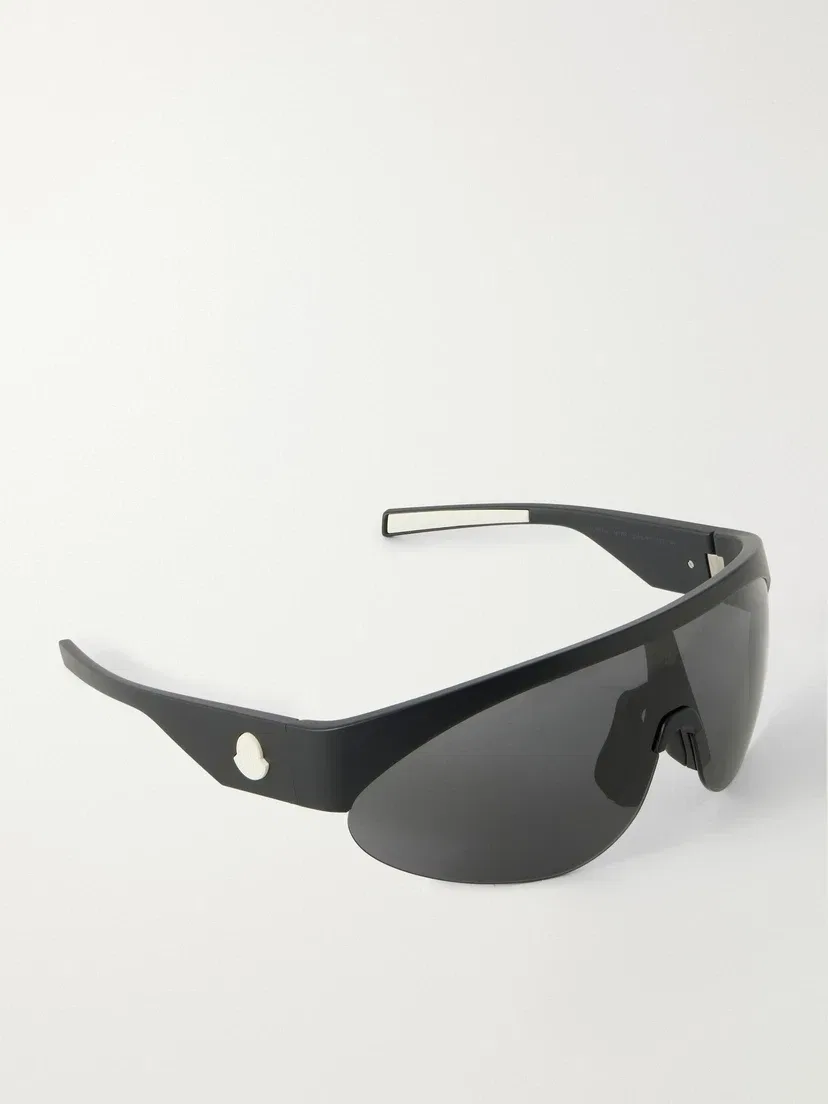 Круглые резиновые солнцезащитные очки Moncler Eyewear, черный — фото 3