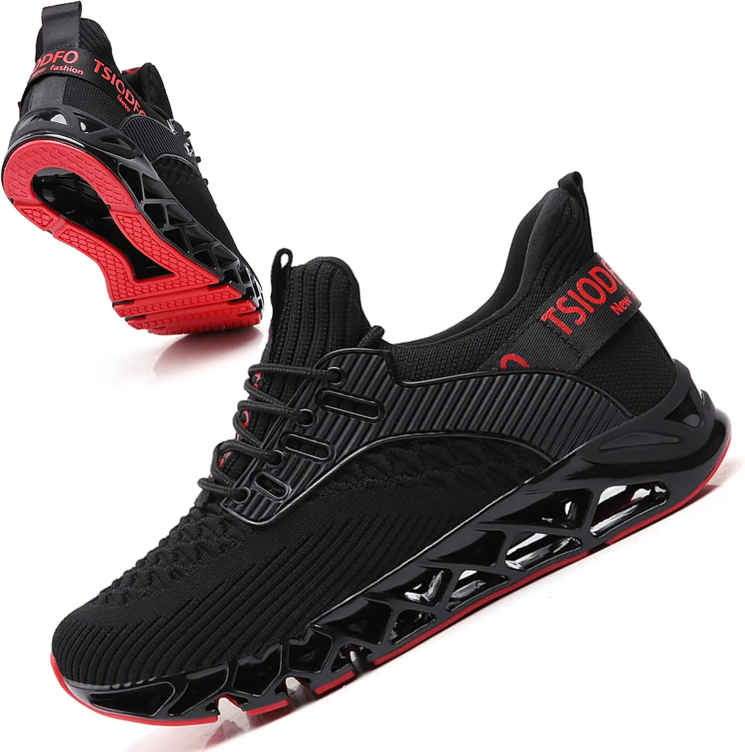 Детские кроссовки для бега с принтом TSIODFO, Black/Red
