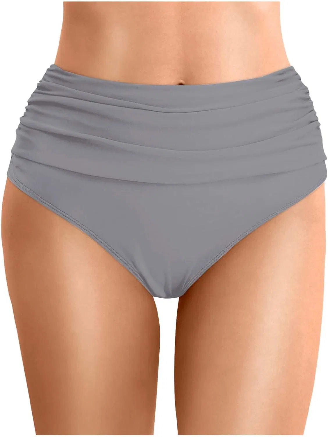 Женские бикини-шорты с высокой талией, ruched, Grey